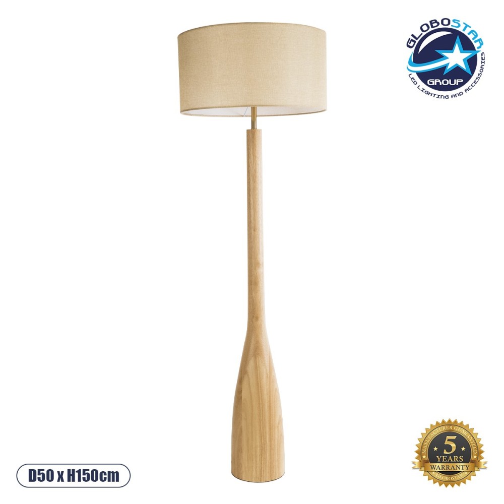 GLOBOSTAR® BERKBAY 02318 Boho Επιδαπέδιο Φωτιστικό με Ντουί 1 x E27 AC 220-240V IP20 - Μπεζ - Μ50 x Π50 x Υ150cm